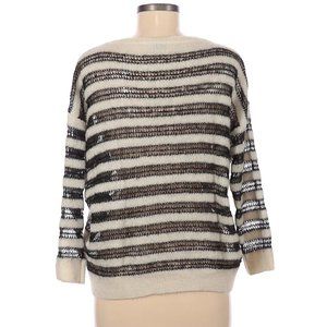 Saint Laurent Black and White Striped Wool Crewneck Wool Sweater Size XS